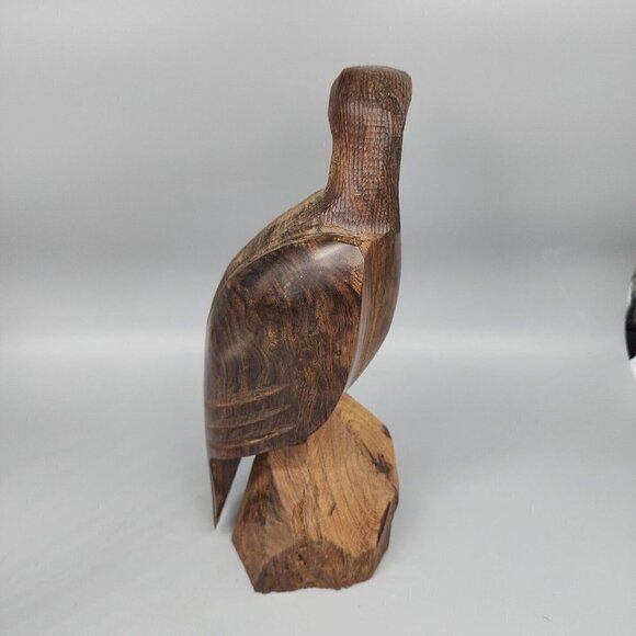 Vintage Ironwood Hawk Falcon Eagle Hand Carved Wooden Figurine Statue Bird 11" - Picture 5 of 9